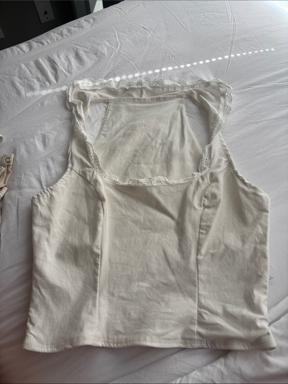 Classic Lace-Trim Tank Top - Cream